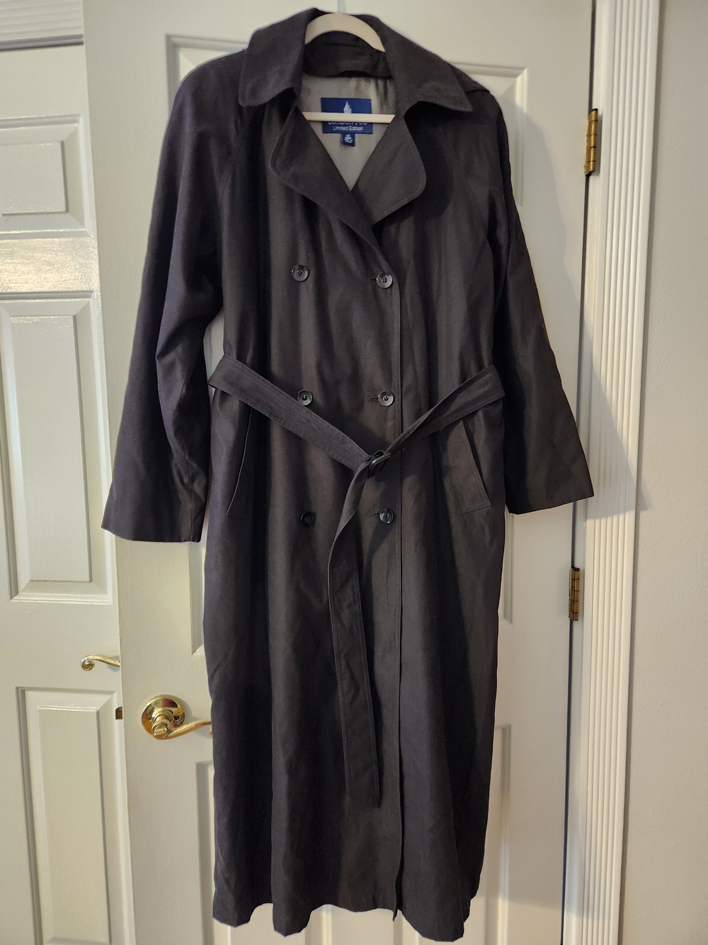London Fog Limited Edition Women's Black Trench Rain Coat W/ Lining, Size 12